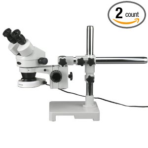 AmScope 3.5X-90X Boom Stand Binocular Zoom Stereo Microscope on Boom + 80 LED Light